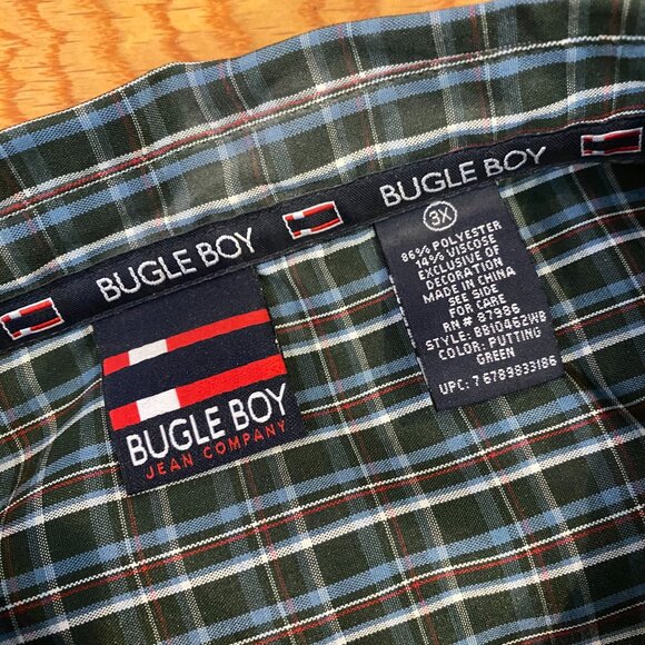 Bugle Boy Jean Company Button Up Shirt Long Sleeve Plaid Pocket 3XL BB-77-01 - Picture 10 of 13